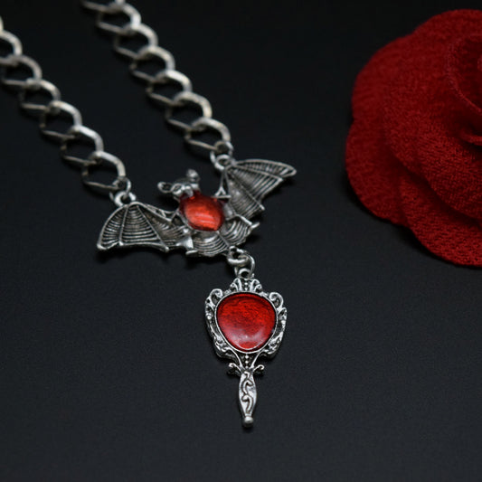 Red mirror necklace